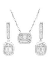 Peora Halo Crystal Necklace Set - Silver