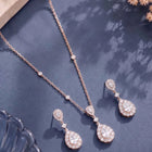 Peora Teardrop CZ Necklace Set - Rose Gold
