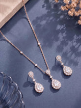 Peora Teardrop CZ Necklace Set - Rose Gold