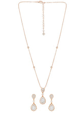 Peora Teardrop CZ Necklace Set - Rose Gold