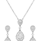 Peora Teardrop CZ Necklace Set - Silver
