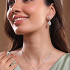 Peora Teardrop CZ Necklace Set - Silver
