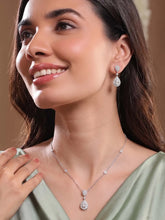 Peora Teardrop CZ Necklace Set - Silver