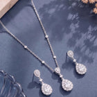 Peora Teardrop CZ Necklace Set - Silver