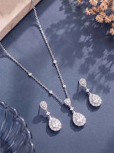 Peora Teardrop CZ Necklace Set - Silver