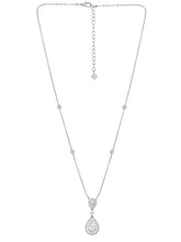 Peora Teardrop CZ Necklace Set - Silver