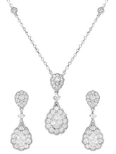 Peora Teardrop CZ Necklace Set - Silver