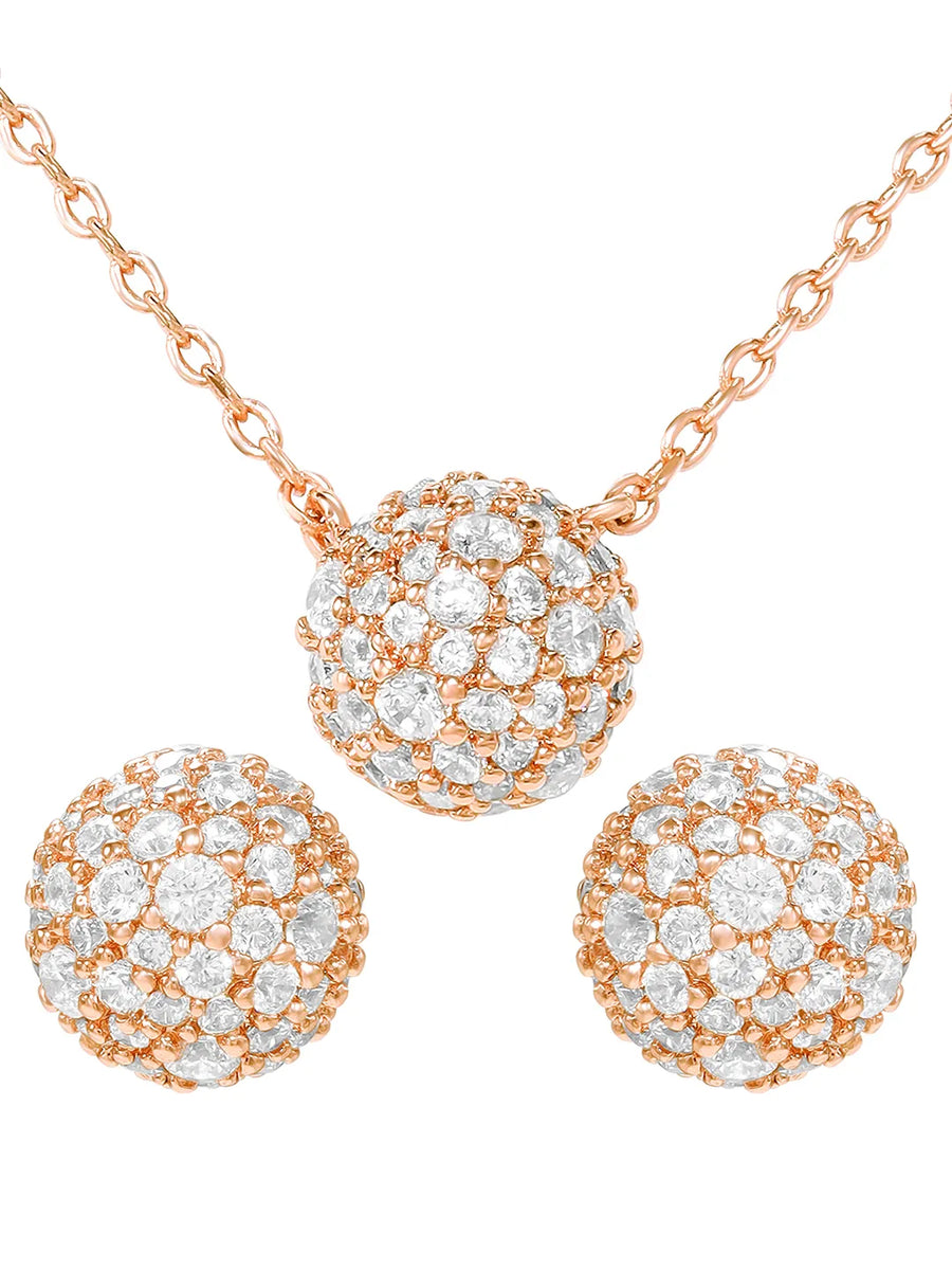 Peora Romantic CZ Necklace Set - Rose Gold