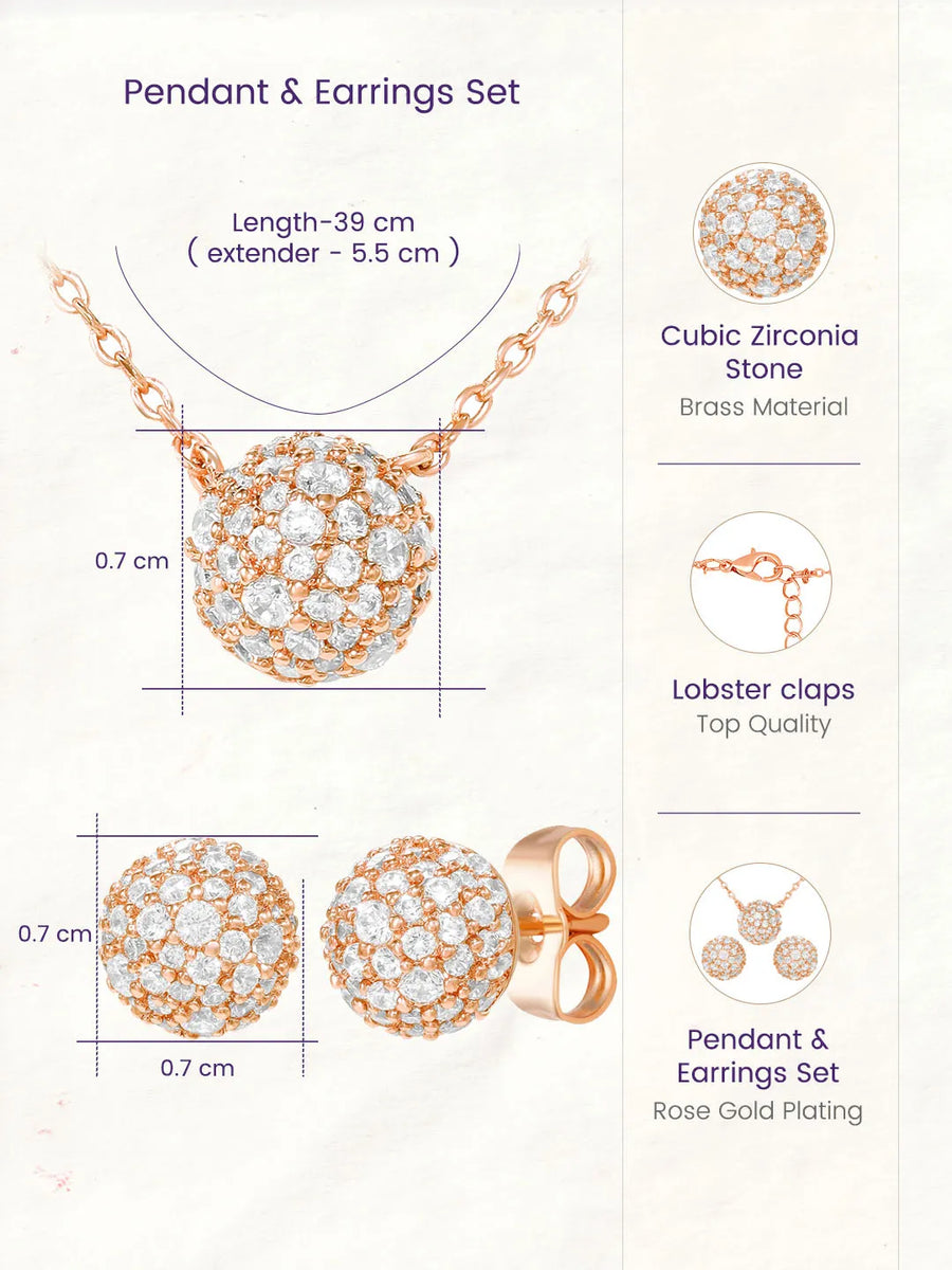 Peora Romantic CZ Necklace Set - Rose Gold