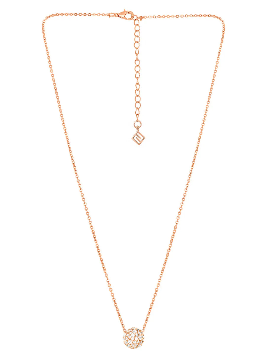 Peora Romantic CZ Necklace Set - Rose Gold