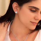 Peora Romantic CZ Necklace Set - Silver