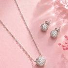 Peora Romantic CZ Necklace Set - Silver