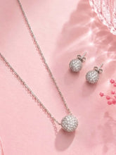 Peora Romantic CZ Necklace Set - Silver
