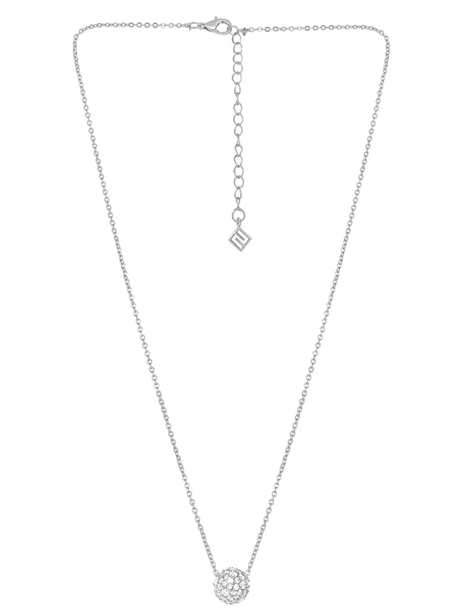 Peora Romantic CZ Necklace Set - Silver