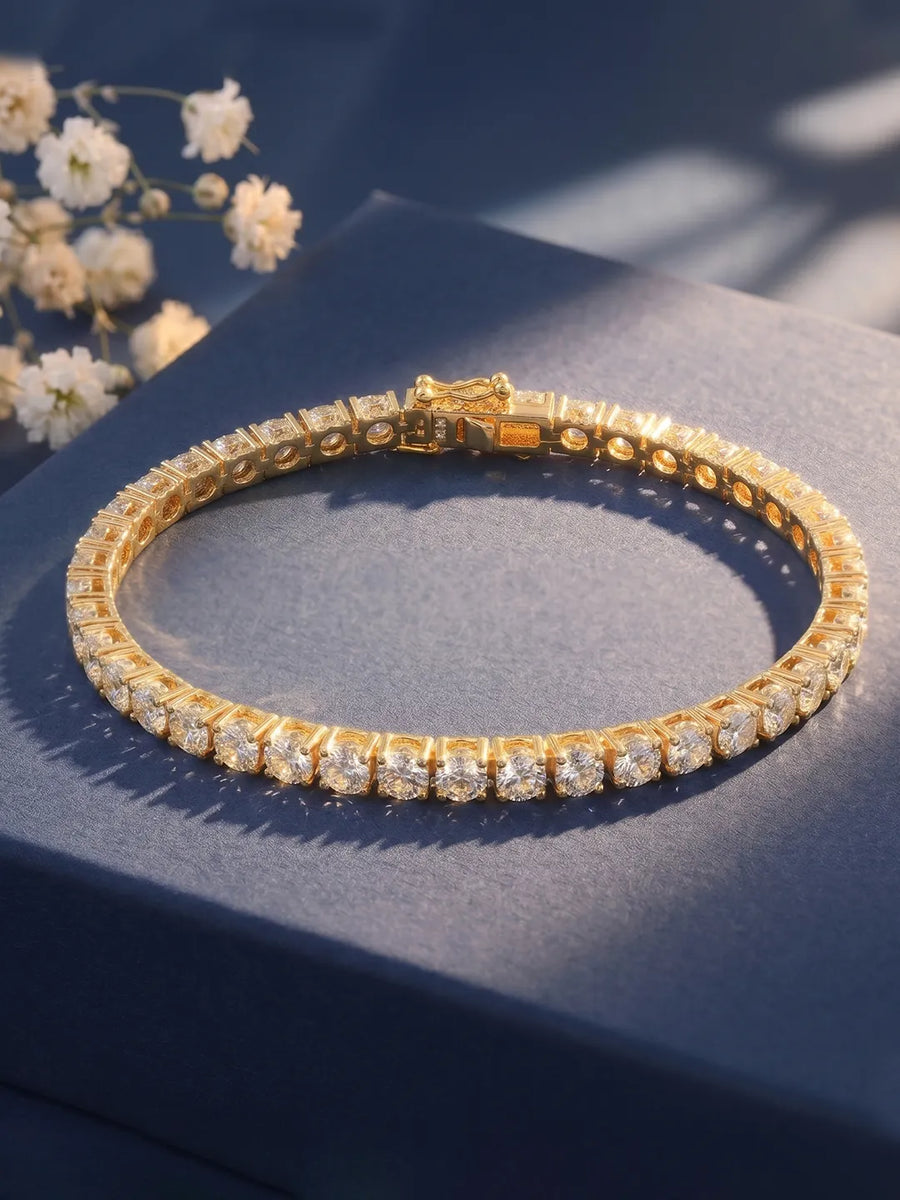Peora Luxe Classic Tennis Bracelet - Gold