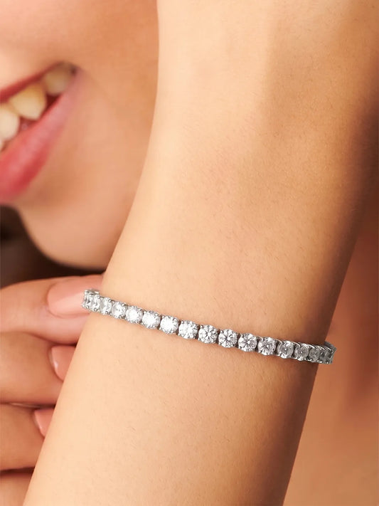 Peora Luxe Classic Tennis Bracelet - Silver