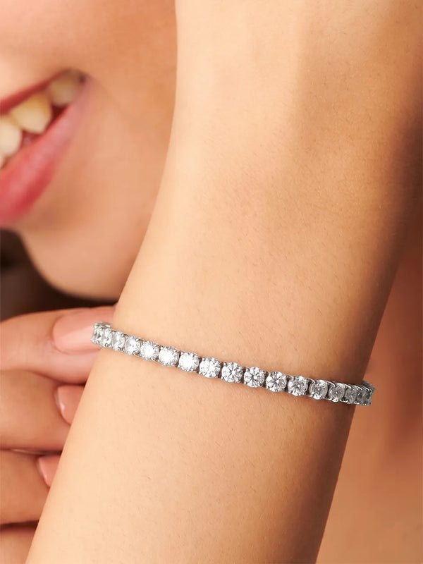 Peora Luxe Classic Tennis Bracelet - Silver