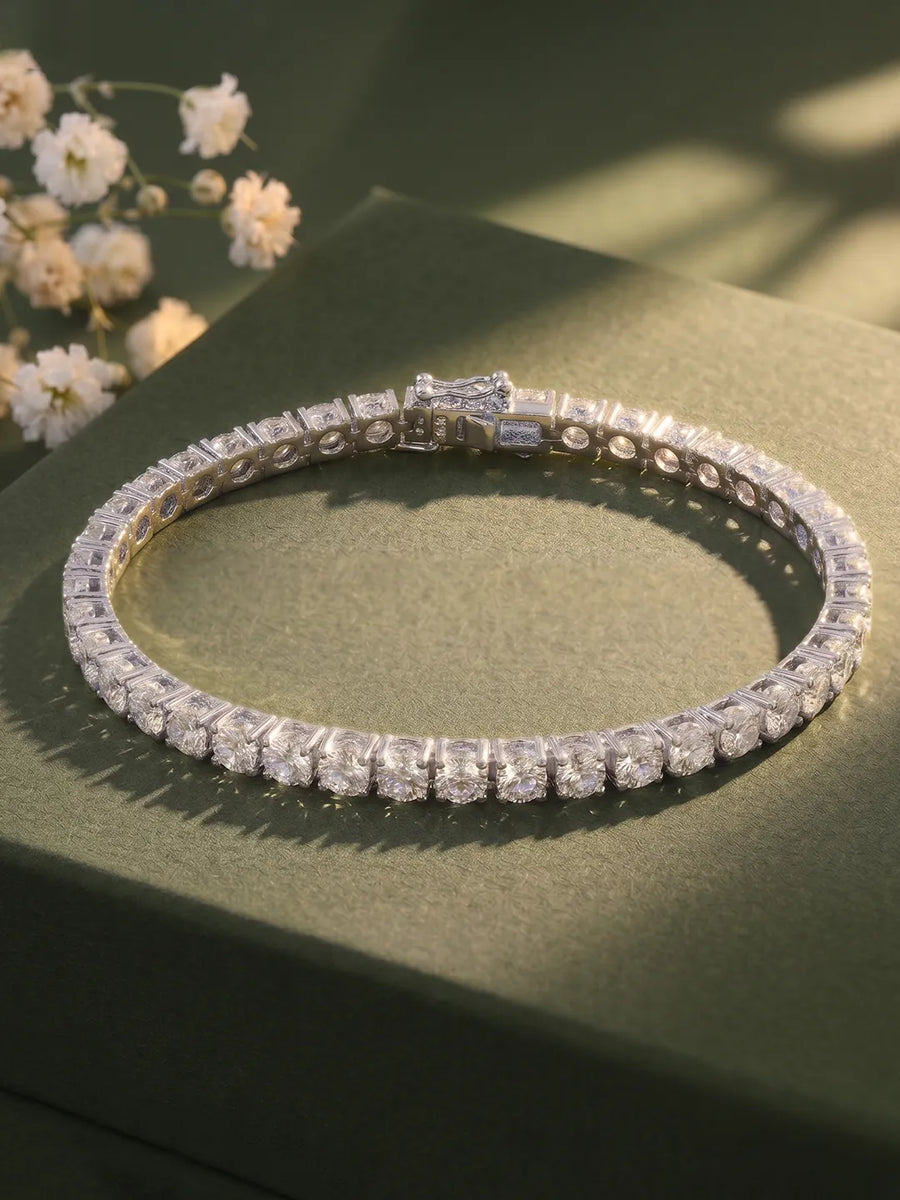 Peora Luxe Classic Tennis Bracelet - Silver