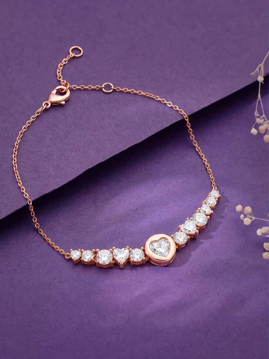 Peora Round Crystal Bracelet - Rose Gold
