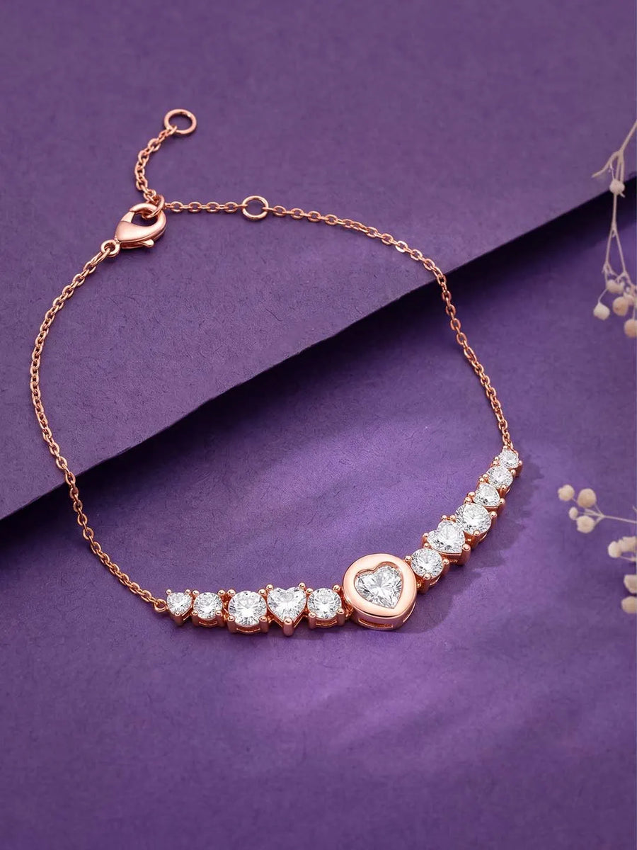 Peora Round Crystal Bracelet - Rose Gold