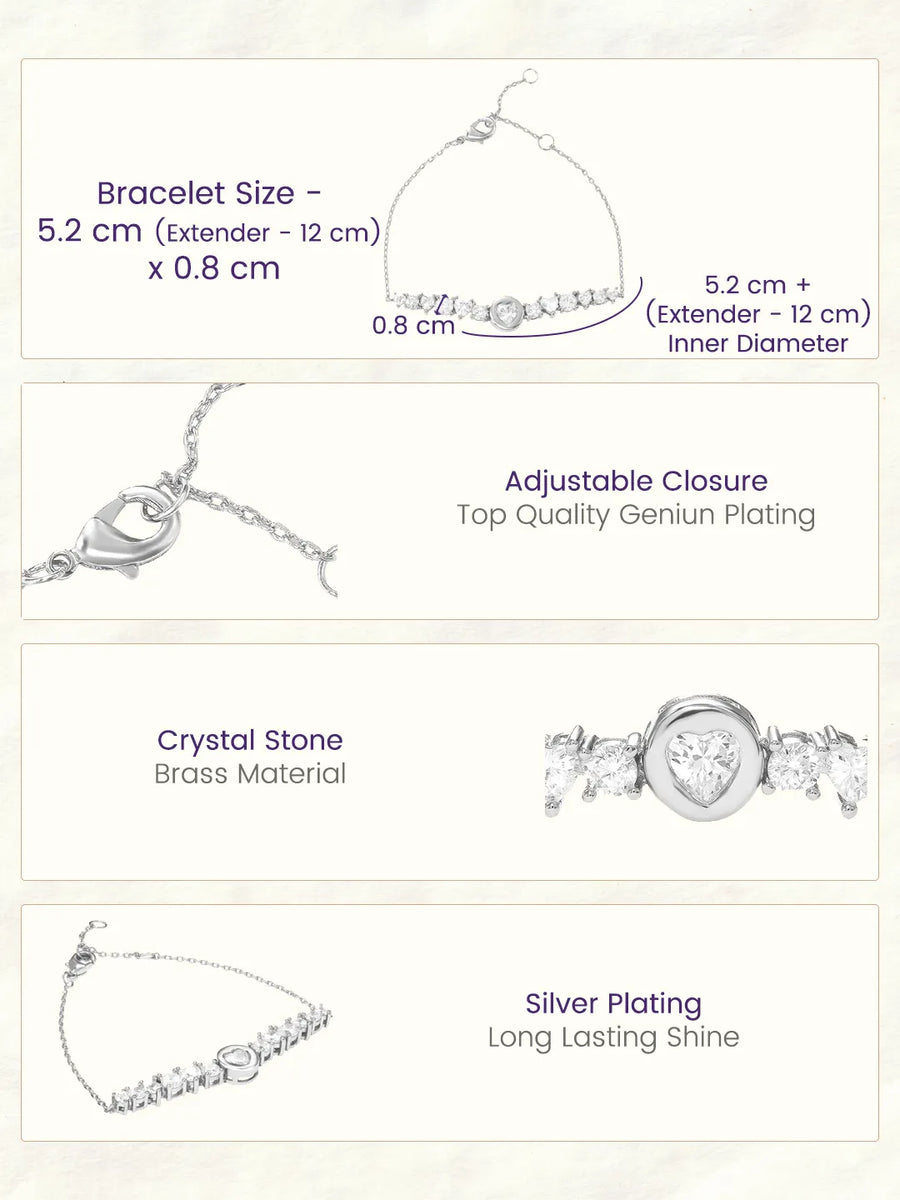 Peora Round Crystal Bracelet - Silver