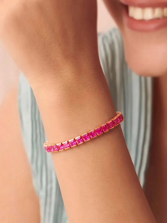 Peora Ruby CZ Tennis Bracelet - Rose Gold