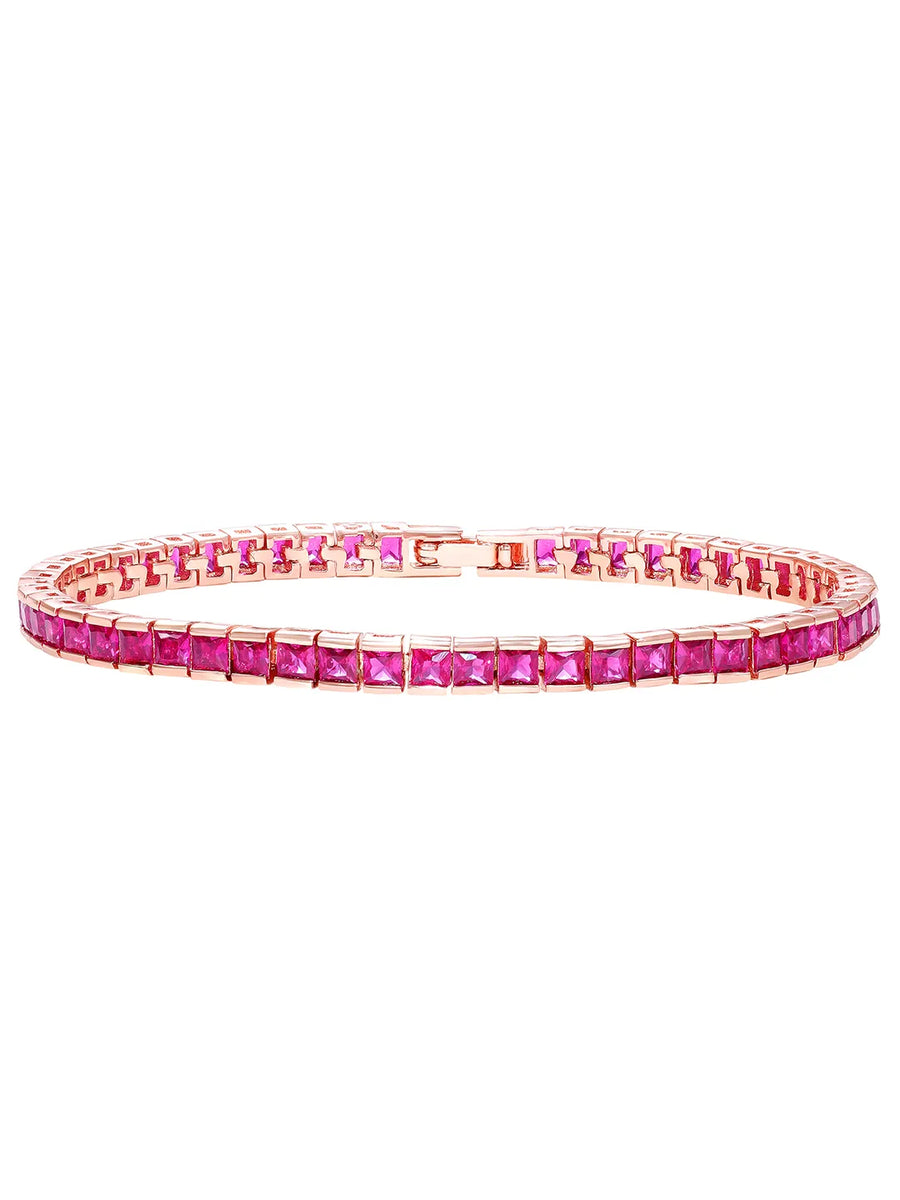 Peora Ruby CZ Tennis Bracelet - Rose Gold