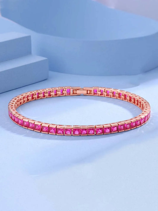 Peora Ruby CZ Tennis Bracelet - Rose Gold