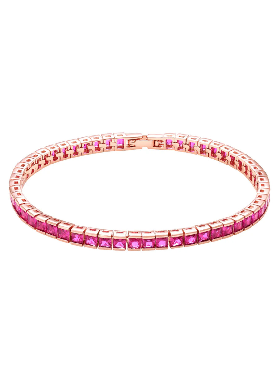 Peora Ruby CZ Tennis Bracelet - Rose Gold