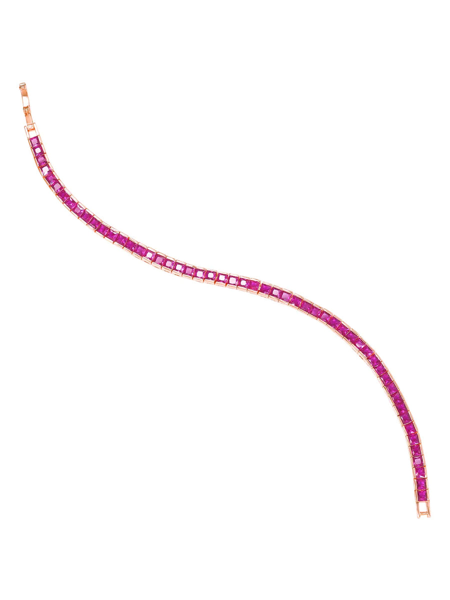Peora Ruby CZ Tennis Bracelet - Rose Gold