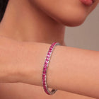 Peora Ruby CZ Tennis Bracelet - Silver
