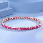 Peora Ruby CZ Tennis Bracelet - Silver