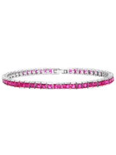 Peora Ruby CZ Tennis Bracelet - Silver