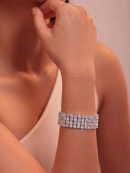 Peora Multi Row CZ Tennis Bracelet - Silver