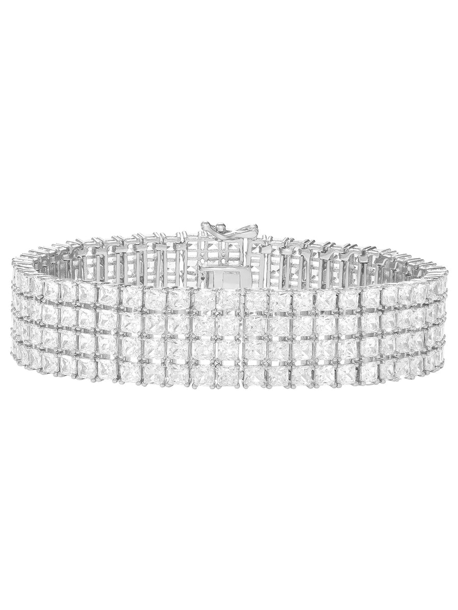 Peora Multi Row CZ Tennis Bracelet - Silver