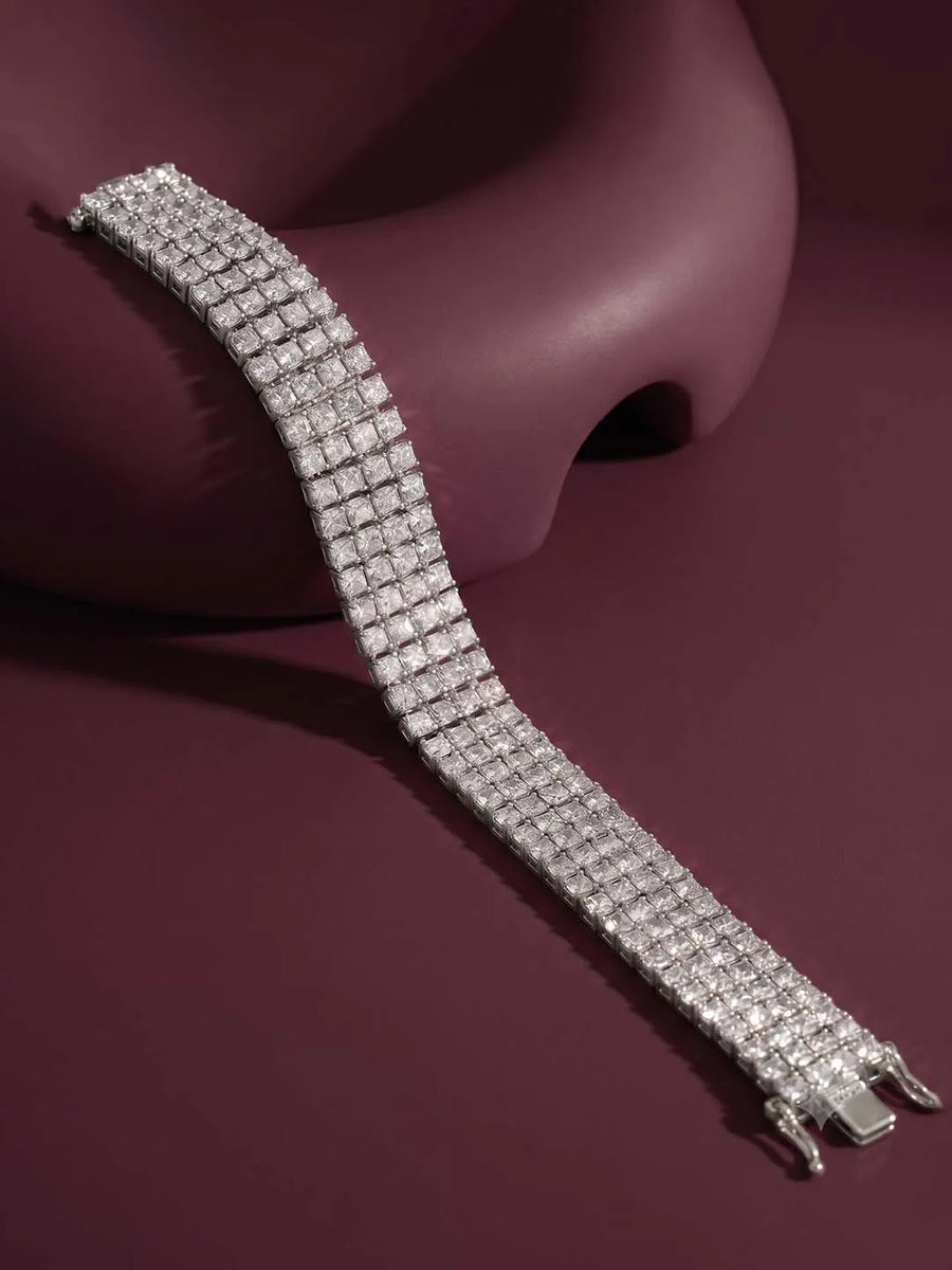 Peora Multi Row CZ Tennis Bracelet - Silver