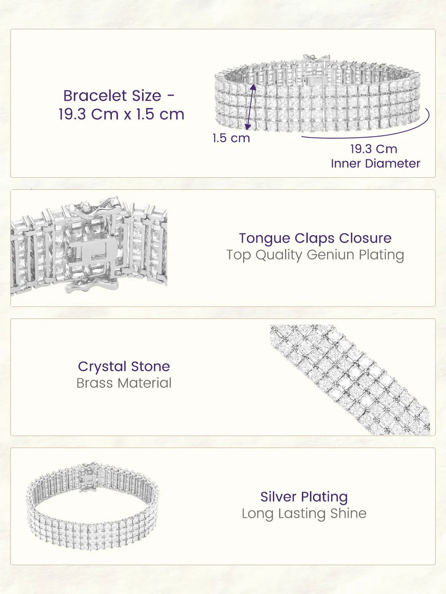 Peora Multi Row CZ Tennis Bracelet - Silver