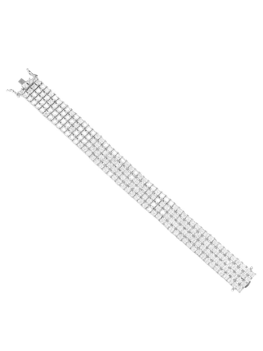 Peora Multi Row CZ Tennis Bracelet - Silver