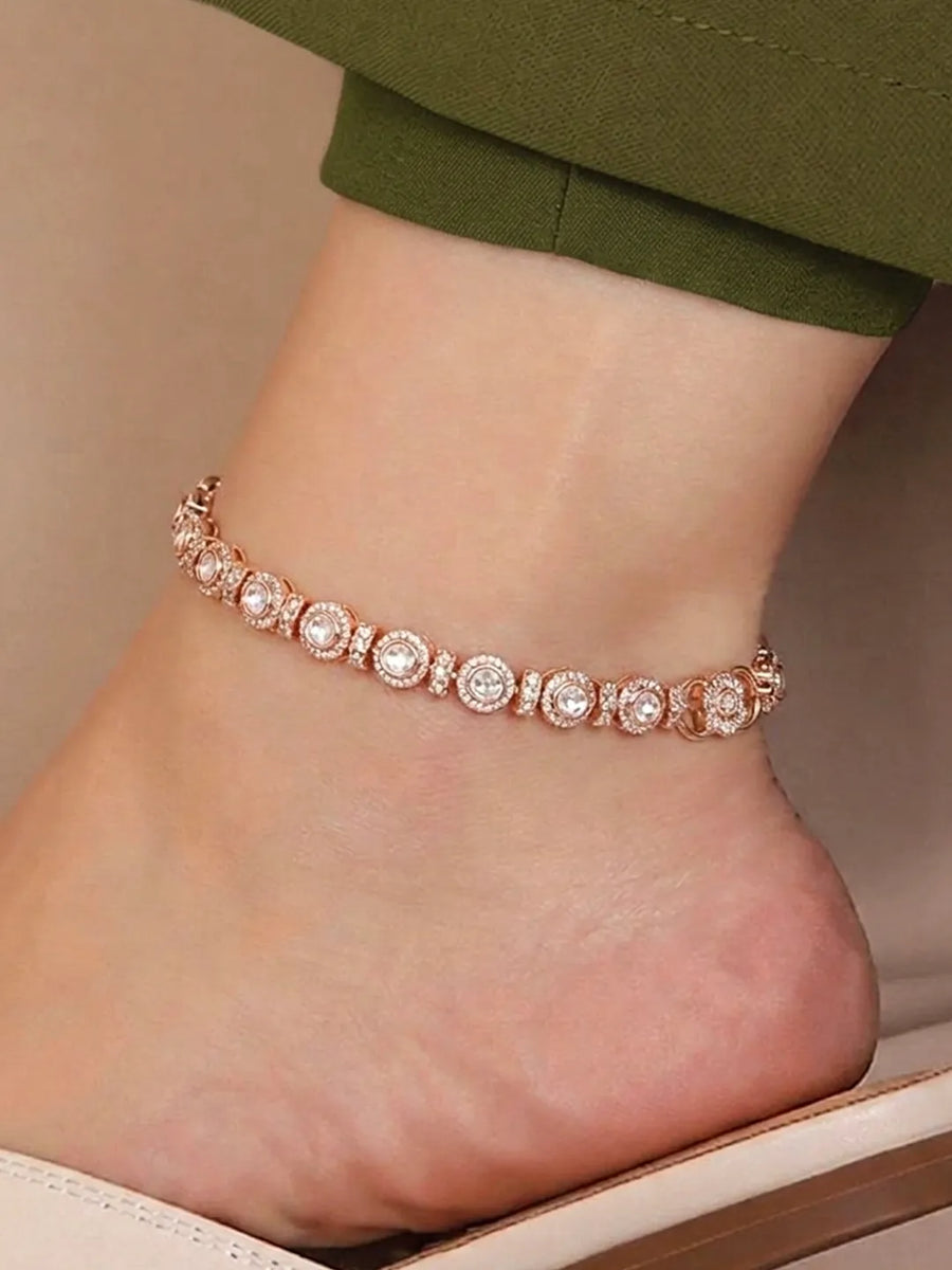 Peora Heritage Rajsi Crystal Payal - Gold