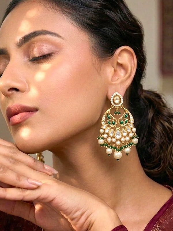 Peora Maharani Chandbali Earrings - Gold