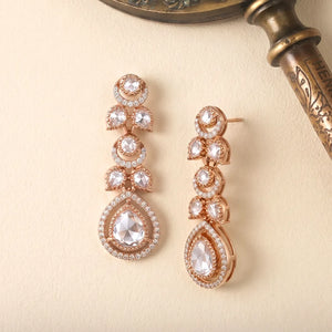 Gold Plated Majestic Teardrop Crystal Earrings