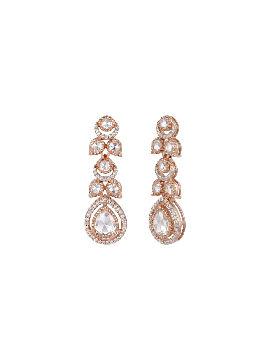 Rose Gold SZ Tiered Statement Dangle Earrings