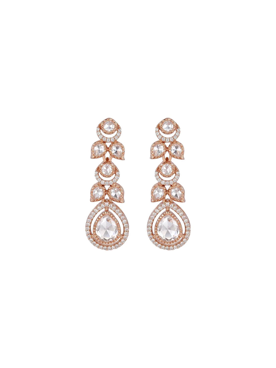 Rose Gold SZ Tiered Statement Dangle Earrings