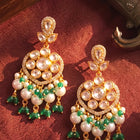 Peora Ratnavali Green Kundan Earrings - Gold