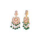 Peora Ratnavali Green Kundan Earrings - Gold