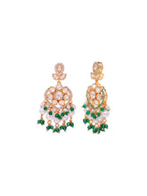 Peora Ratnavali Green Kundan Earrings - Gold