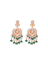 Peora Ratnavali Green Kundan Earrings - Gold