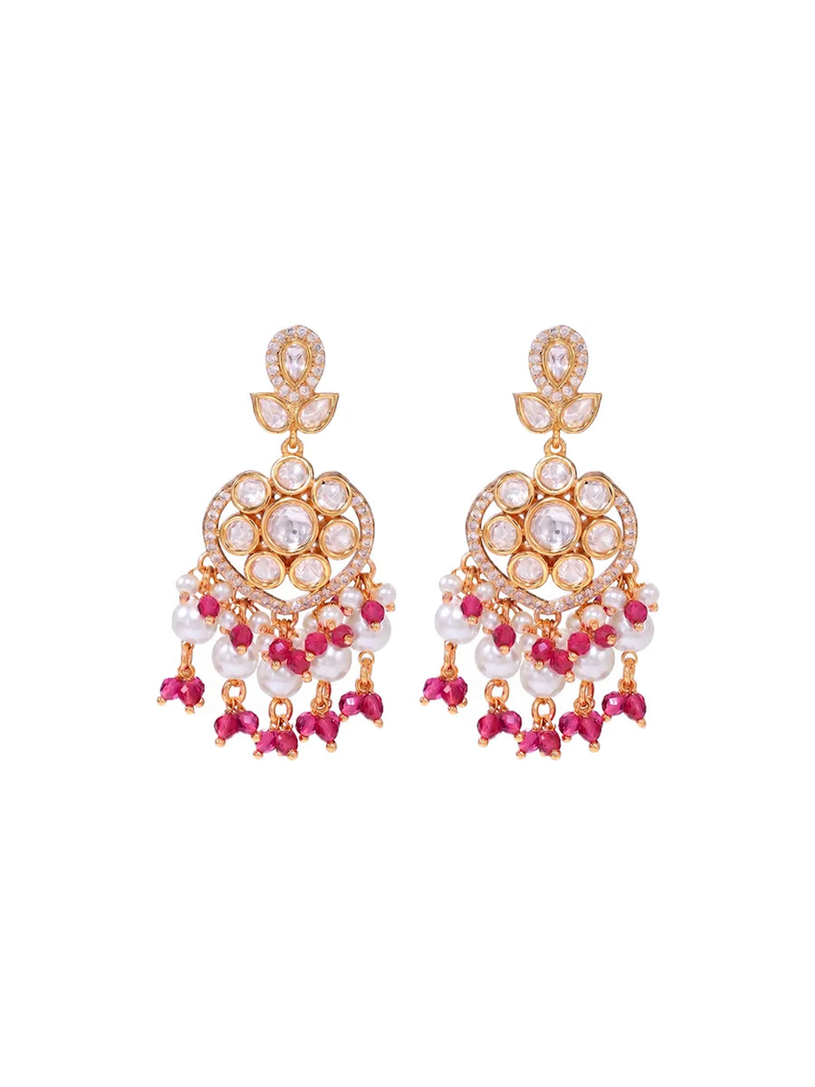 Peora Ratnavali Pink Kundan Earrings - Gold
