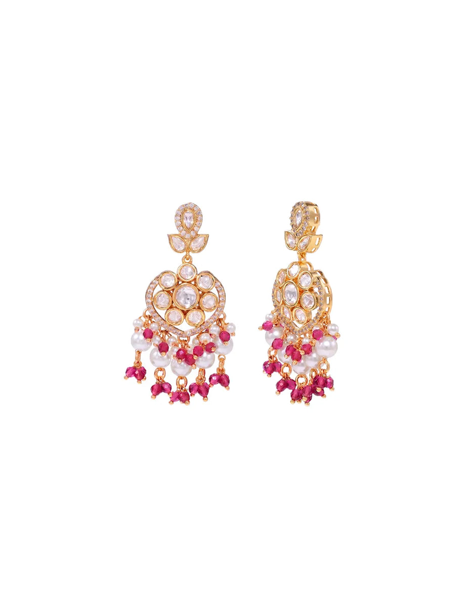 Peora Ratnavali Pink Kundan Earrings - Gold