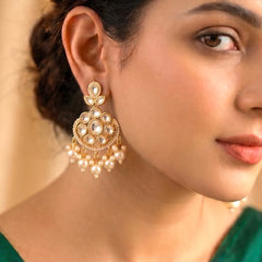 Peora Ratnapearl Chandbali Earrings - Gold